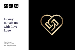 Luxury Initials RR with Love Logo