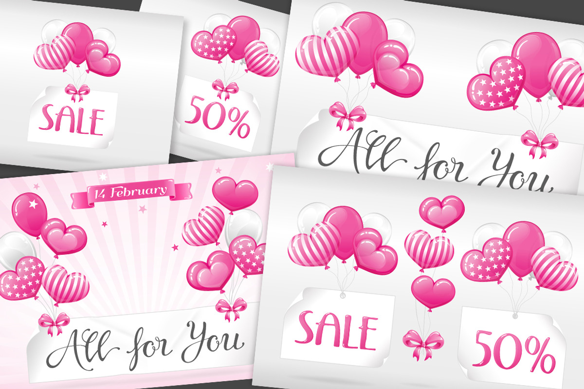 SET / 5 / SALE for Valentine's day, an Invitation Template by Nadin_Lebedeva (Photo 1 of 5)