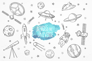 Across The Universe Set Of Doodles.