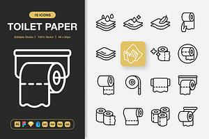 Toilet Paper Icons, an Outline Icon by Spacepixel Creative