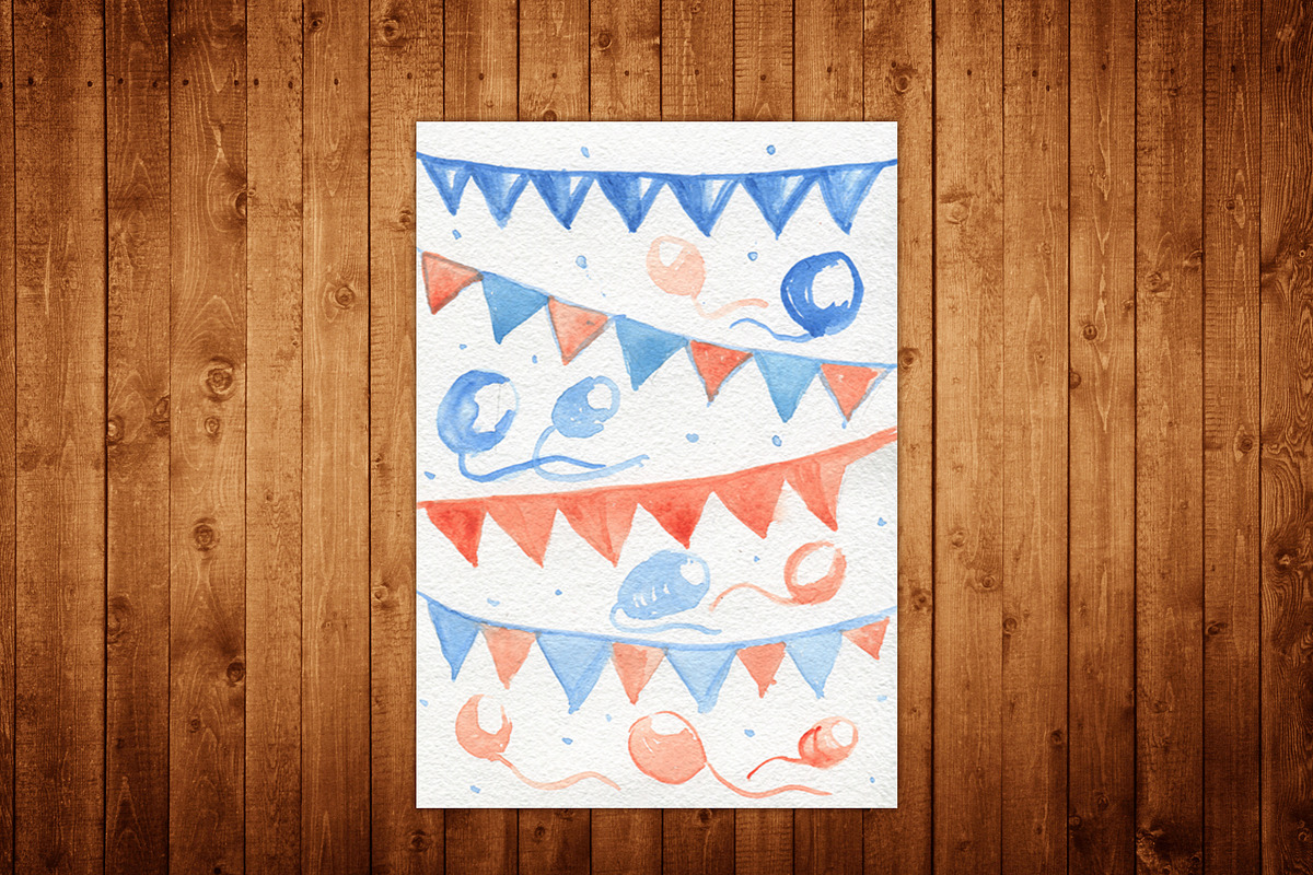 Watercolor handpainted birthday set, a Decorative Illustration by My watercolor shop (Photo 7 of 7)