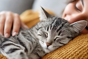 Peaceful tabby cat sleeping, an Animal Photo by MistyDay