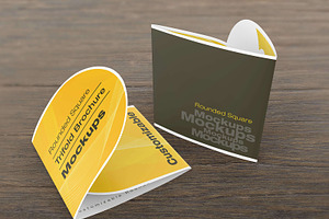 Rounded Square Tri-Fold Mockups