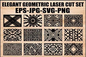 Geometric Laser Cut Panel Set, an Object Graphic by Designer_Momina