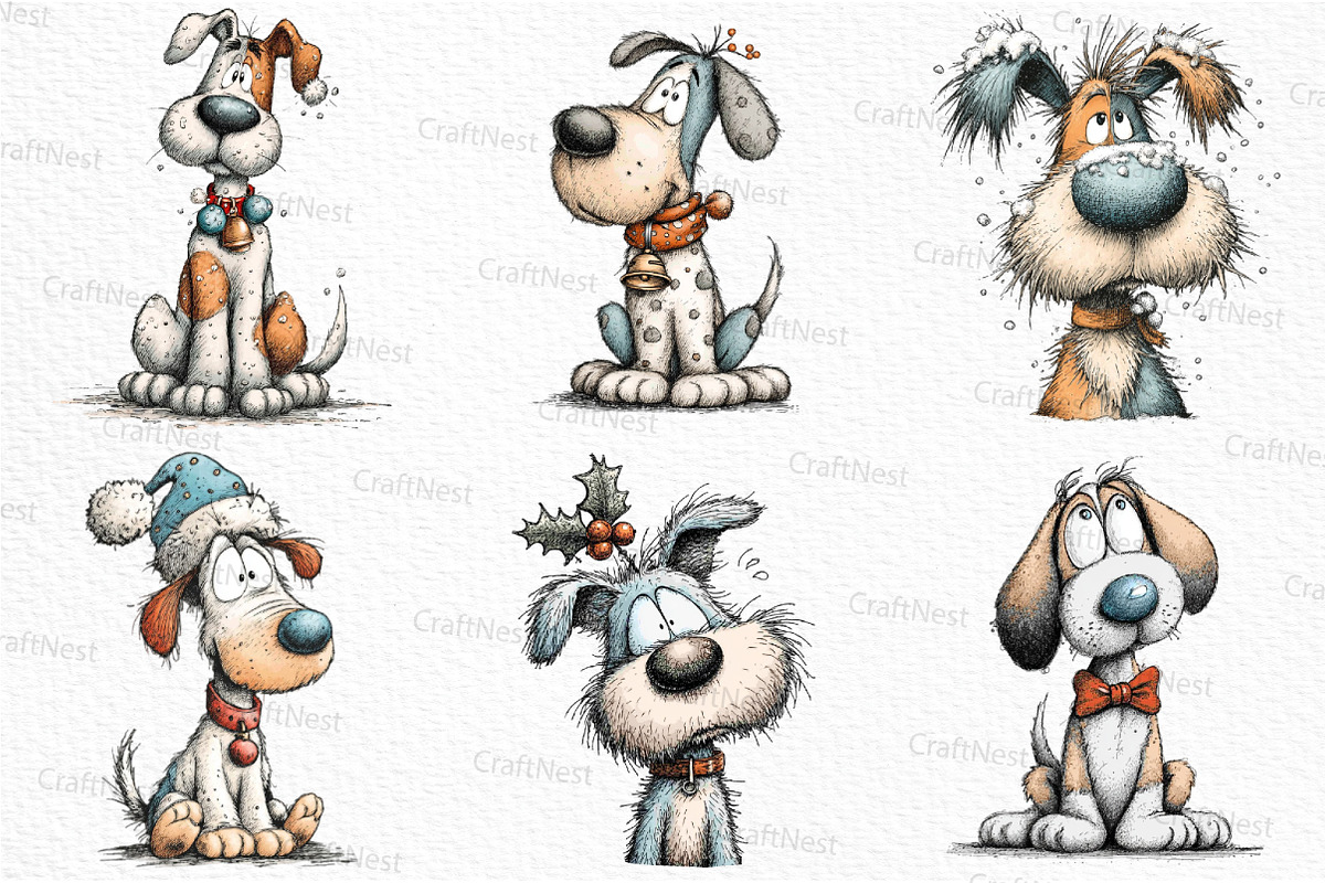 Whimsical Christmas Dog Clipart, an Illustration by Craft Nest (Photo 5 of 6)