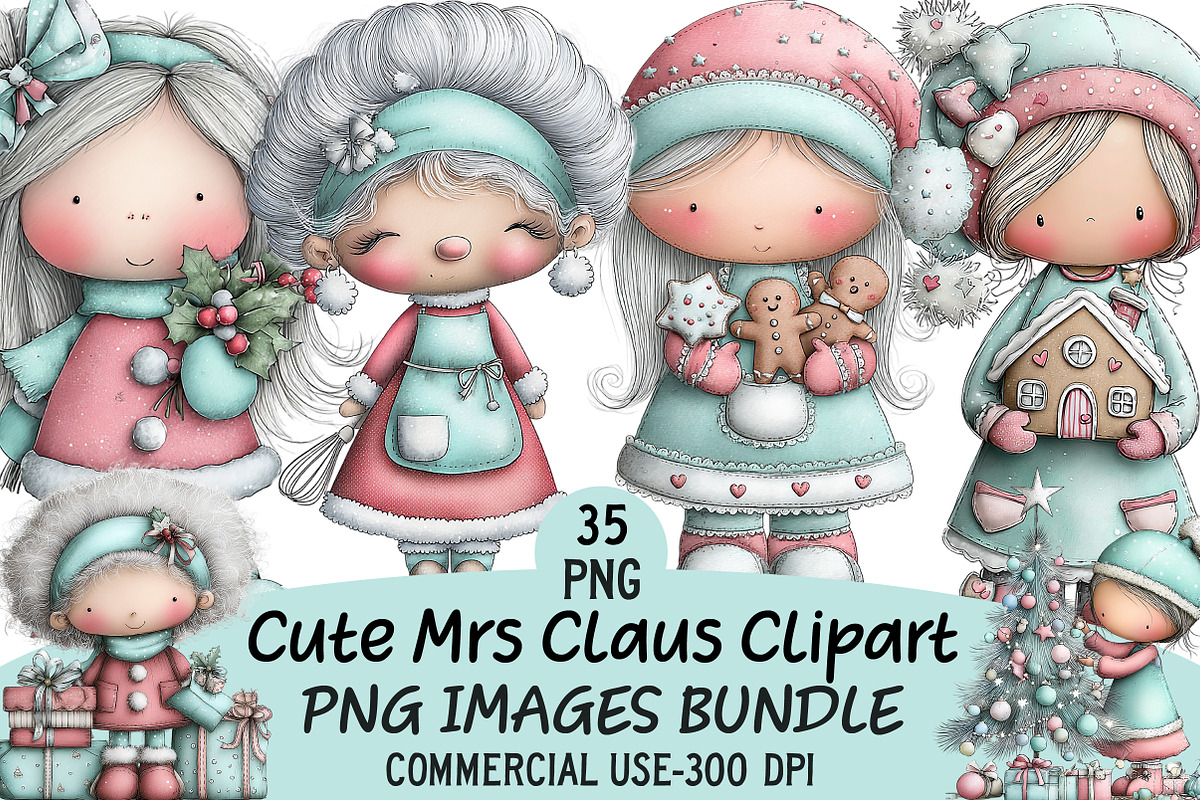 Cute Mrs Claus Clipart, an Illustration by Craft Nest (Photo 1 of 9)