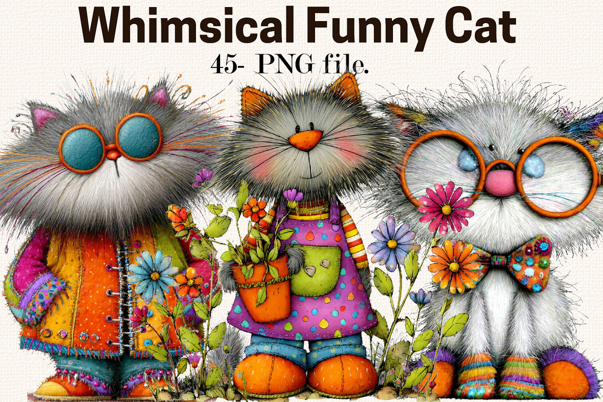 Whimsical Funny Cat PNG Clipart, an Animal Illustration by SVGArt (Photo 1 of 5)