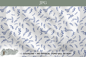 Blue Fern Toile Seamless Pattern, an Object Illustration by Willow Paige Farms
