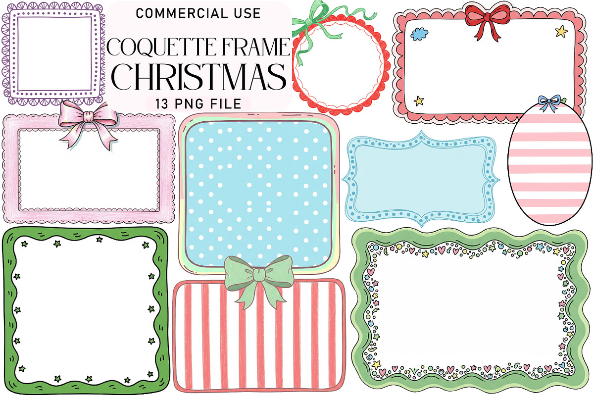 Christmas Coquette Frame Clipart, an Illustration by Daily.Designs (Photo 1 of 4)