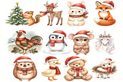 Christmas Animal Clipart PNG Bundle, an Object Graphic by EllaMaiyaali (Thumbnail 2 of 3)