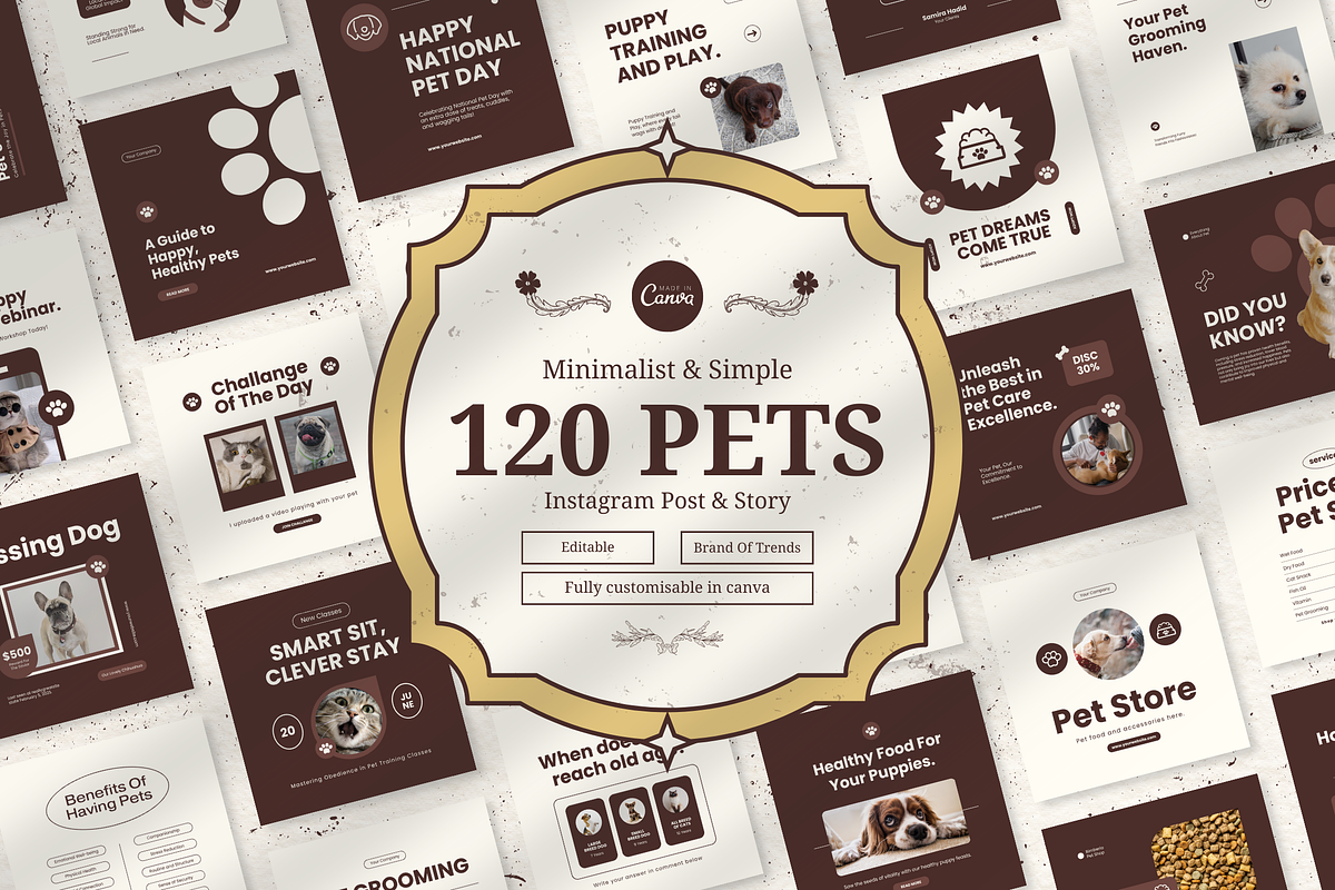 120 Pet Instagram Templates Canva, a Social Media Template by Branding Victory STD (Photo 1 of 10)