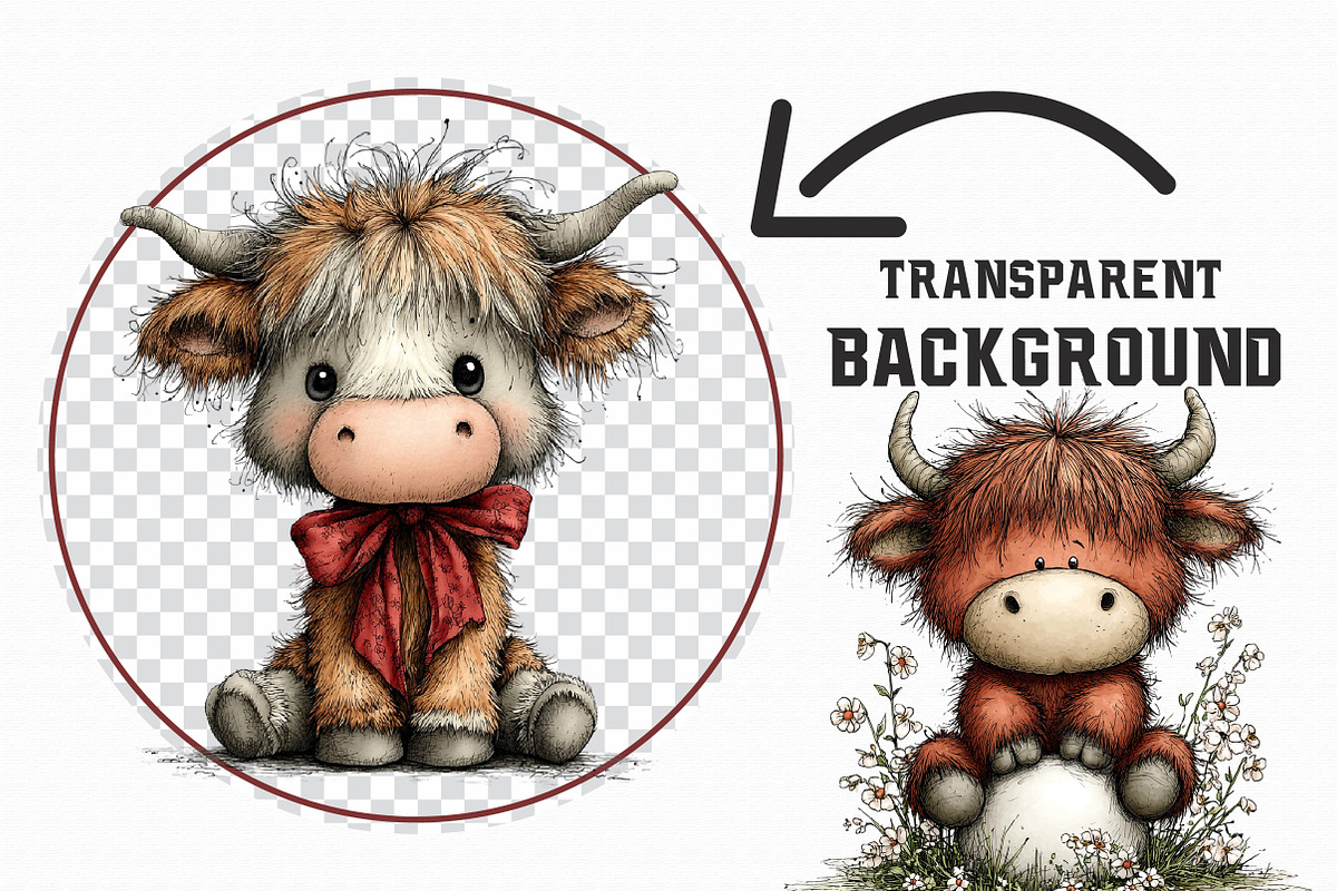 Whimsical Easter Highland Cow Clipar, an Illustration by Libby Wishes (Photo 5 of 7)