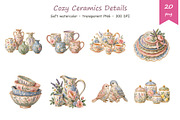 Watercolor Ceramics Clipart, a Decorative Illustration by BerryPieArt (Thumbnail 3 of 4)