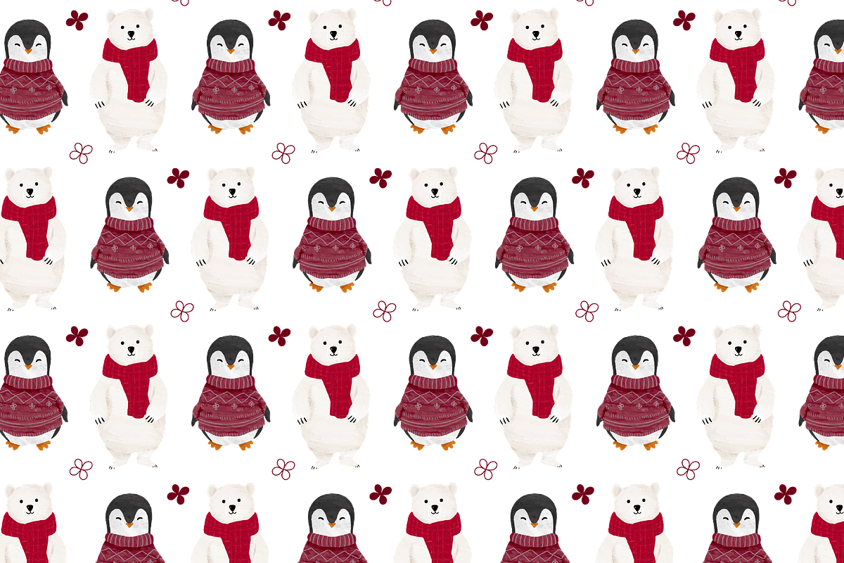 Penguin & Bear - Winter Pattern, an Illustration by naima.design (Photo 3 of 6)