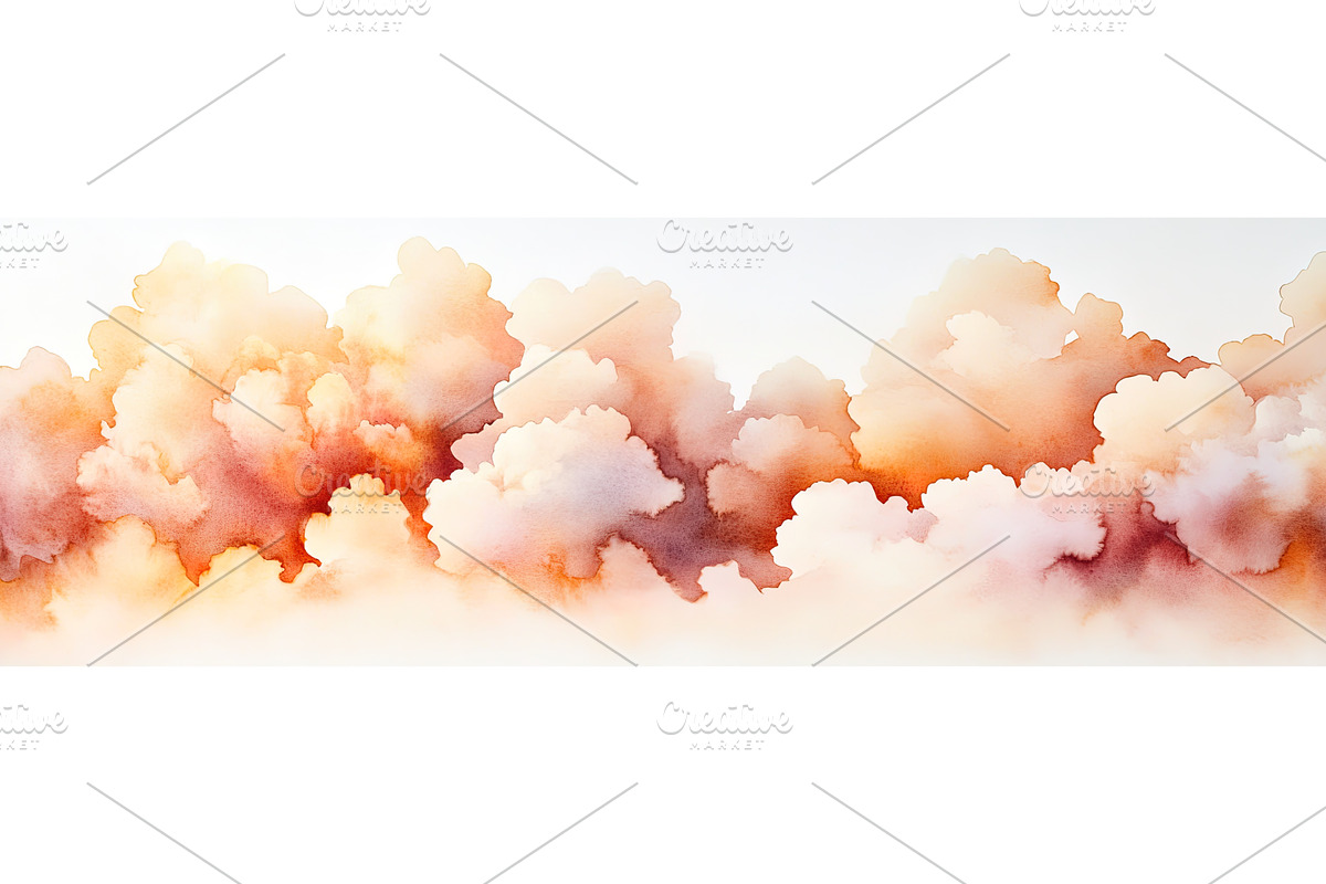 Colorful abstract watercolor clouds, an Illustration by Lermont51