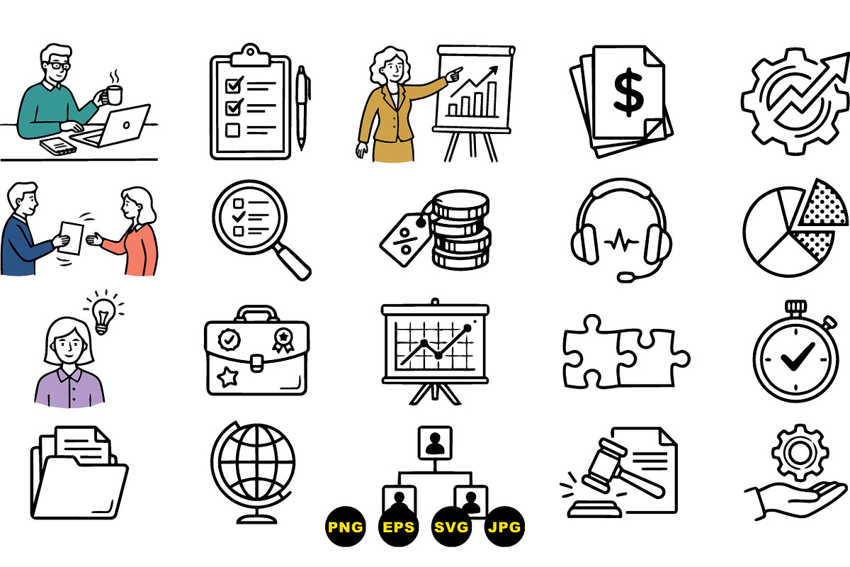 Business Office Icon Set, an Illustration by designvectx (Photo 3 of 3)