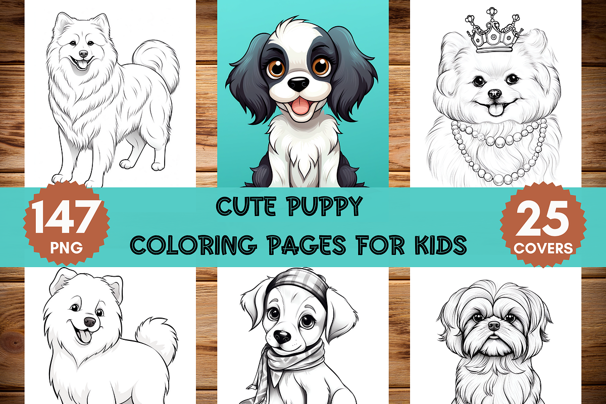 Puppy Coloring Pages for Kids, a Brochure Template by LA Design (Photo 1 of 10)