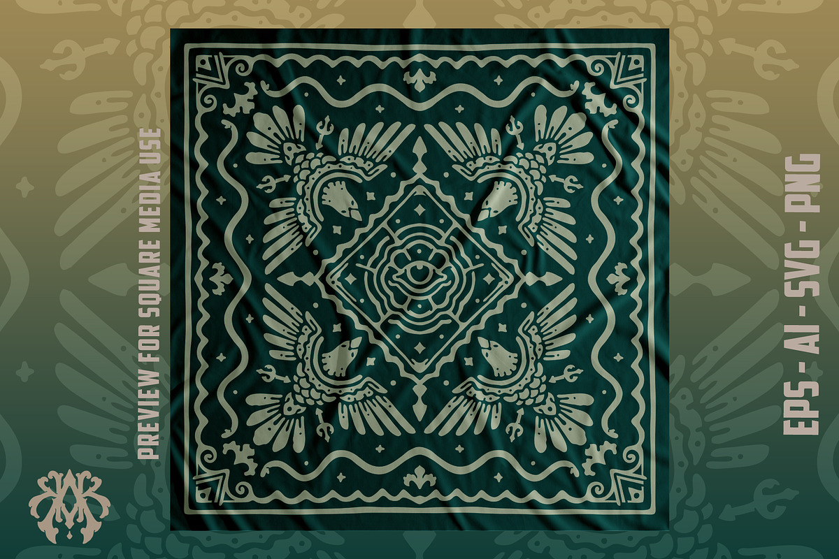 Vintage Pattern Bandana, a Pattern Graphic by Krizvector Artwork Shop (Photo 5 of 5)