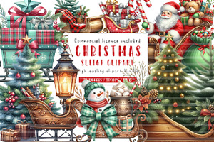 Christmas Sleigh Sublimation Clipart, an Illustration by CreationArt