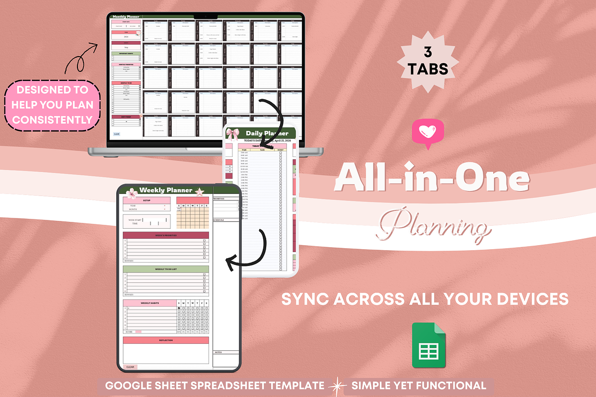 Daily Weekly Monthly Planning, a Templates & Theme by bellaROSEworkshop (Photo 4 of 6)