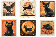 Halloween Black Cat Postage Stamp, an Illustration by OK Design (Thumbnail 5 of 5)