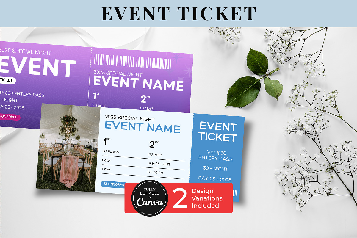 Canva Event Ticket Printable PDF, a Card Template by Snapybiz (Photo 4 of 10)