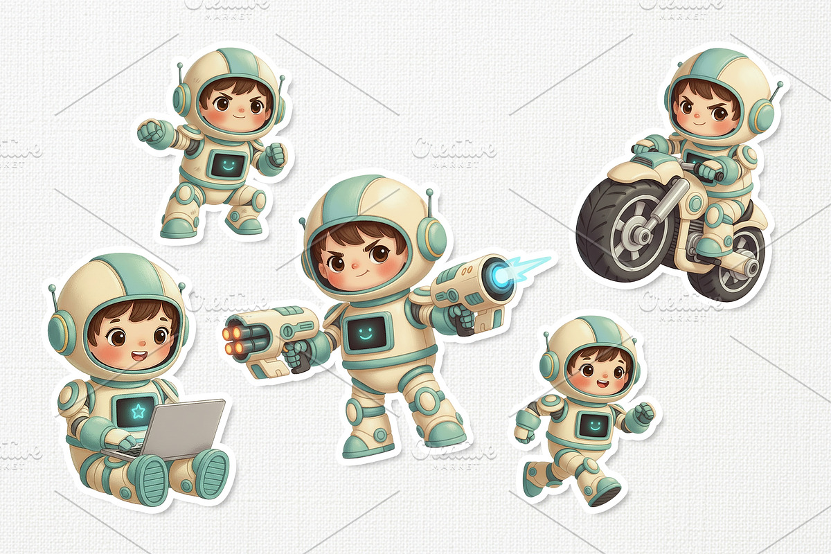Kawaii Little Robot Cute Character, a Technology Illustration by Gohsantosa (Photo 4 of 4)
