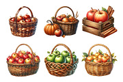 Watercolor Autumn Apple Basket Clipa, an Illustration by Daily.Designs (Thumbnail 5 of 5)