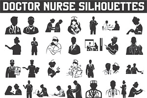 doctor and nurse silhouettes, an Illustration by Amazin_art