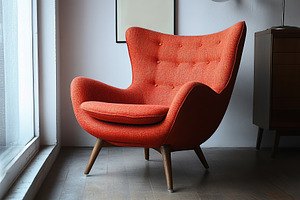 Comfortable modern armchair with sun rays, a Photo by AlyaAnd