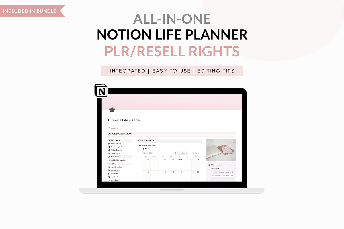 Notion template bundle dashboard, a Templates & Theme by Cate Creates (Photo 9 of 12)