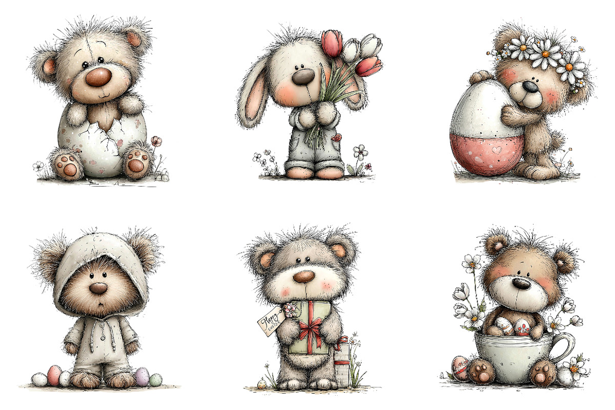 Whimsical easter teddy bear clipart, an Illustration by CreationArt (Photo 3 of 5)