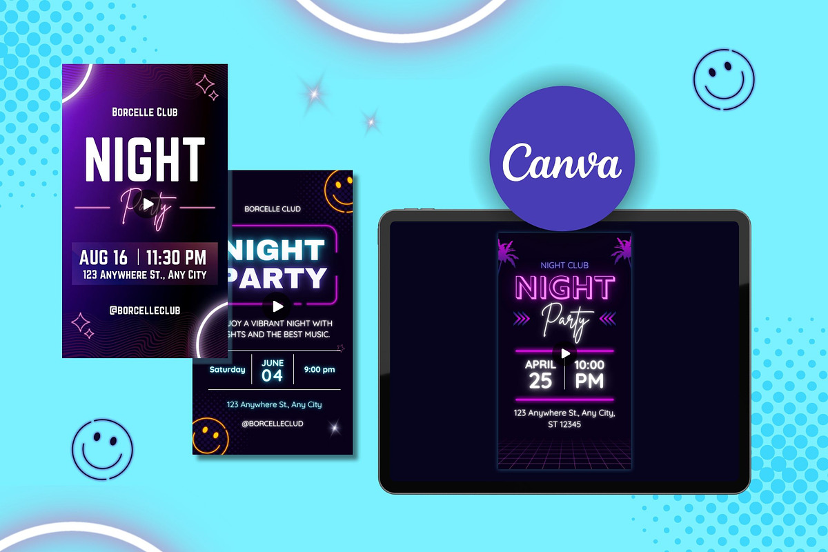 Neon Night Party Instagram Story, a Templates & Theme by TemplateCastleStore (Photo 4 of 9)