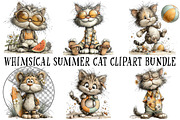 Whimsical Summer Cat Clipart Bundle, an Illustration by OK Design (Thumbnail 2 of 6)