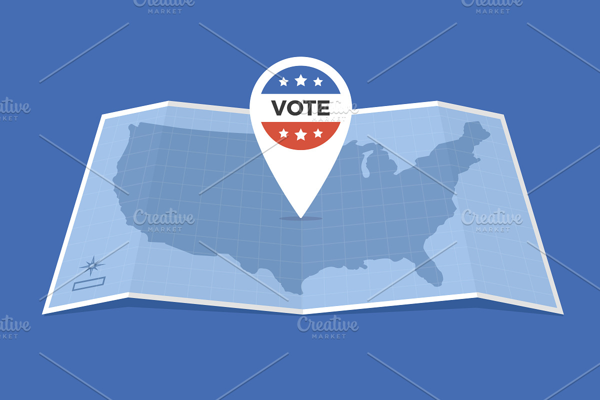 USA Voting Map, an Object Illustration by Vector Kitchen by Zoljo (Photo 1 of 3)