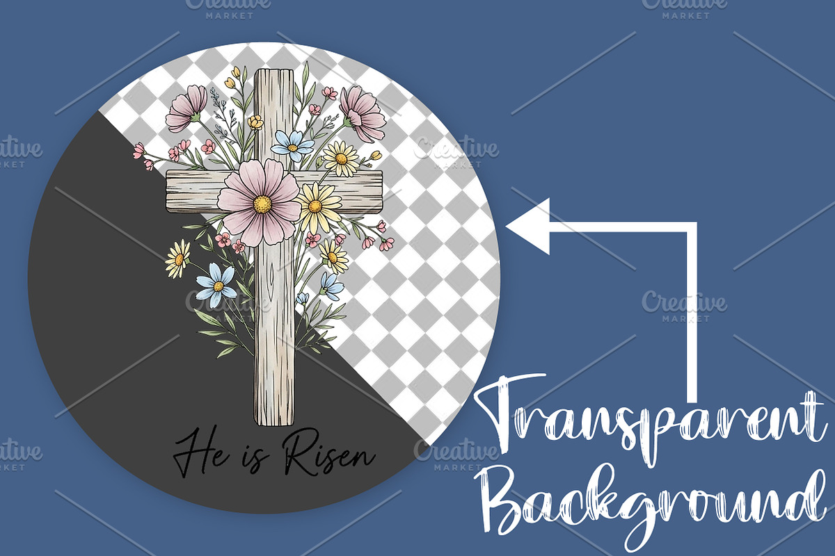 Easter Wildflower Cross PNG, an Illustration by Canvas Craft (Photo 2 of 7)