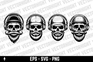 illustration of a bearded skull