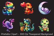 Kawaii Dinosaurs Watercolor Clipart, an Illustration by RobertsArt (Thumbnail 7 of 7)