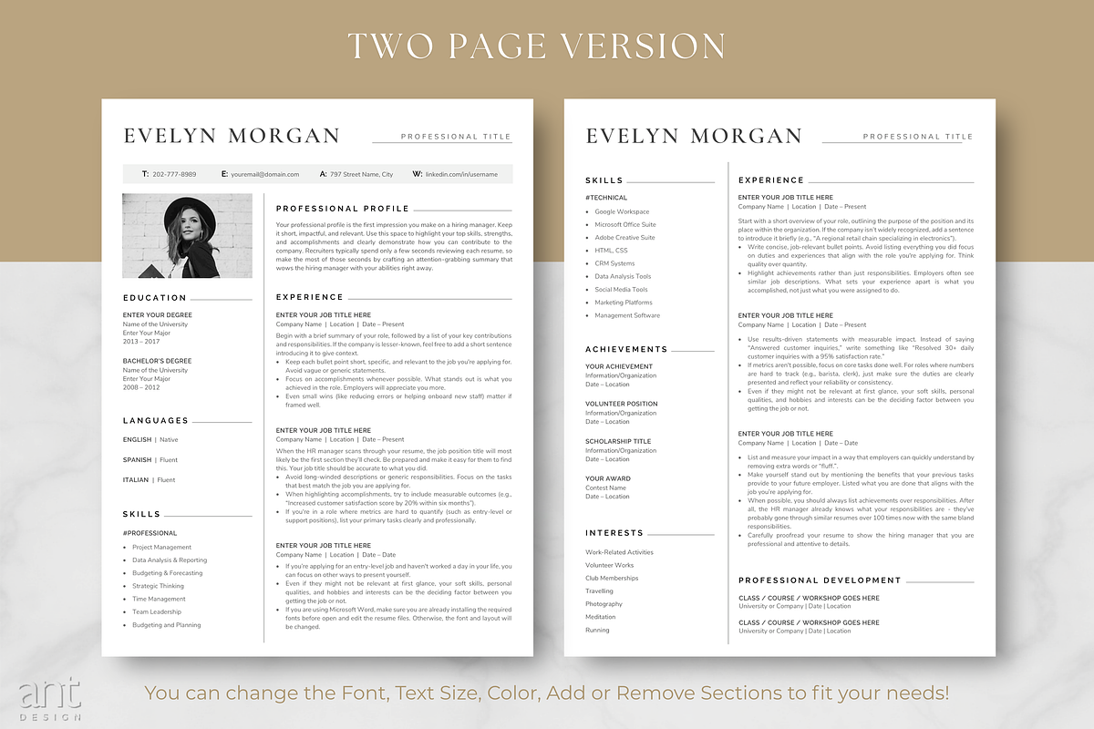 Modern Resume Template - The Morgan, a Resume Template by AntDesignStudio (Photo 3 of 9)
