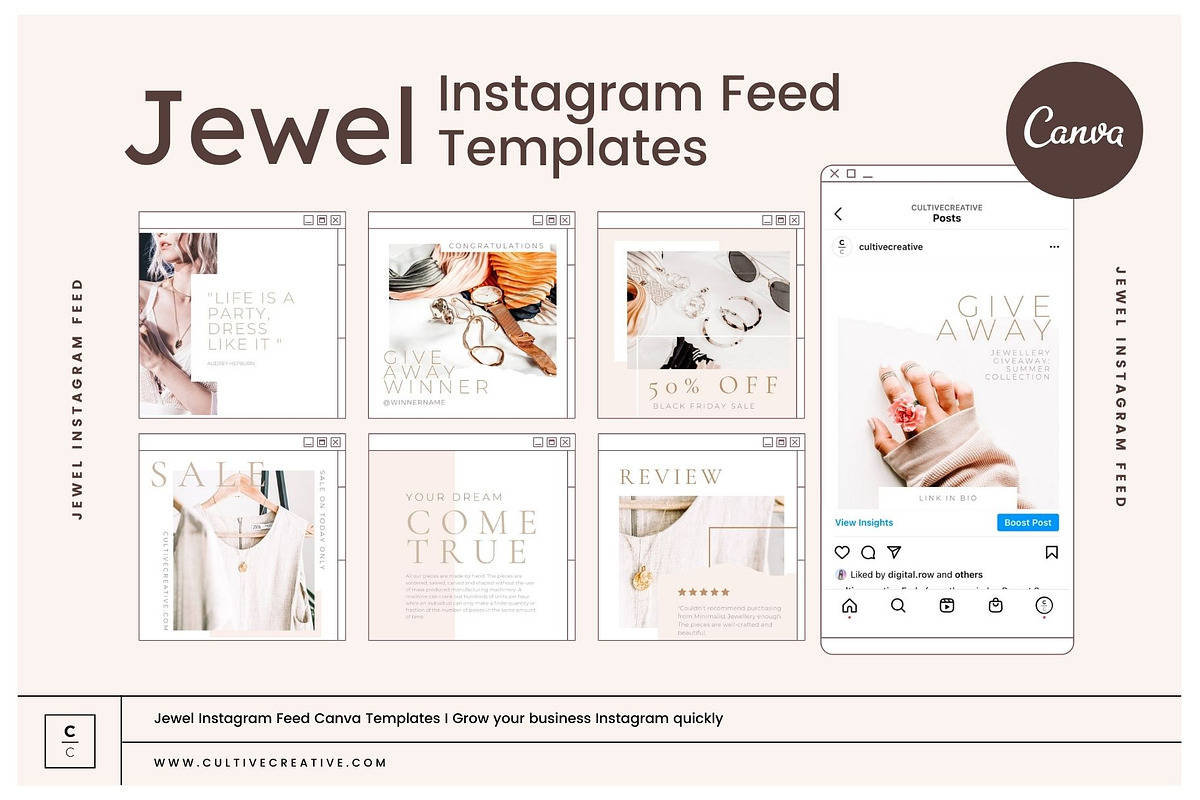 Jewel Instagram Feed Canva Templates, a Social Media Template by Cultive Creative (Photo 1 of 13)