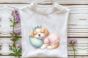 Watercolor Sleepy Puppies Collection, a Seasonal Illustration by Rose Art (Thumbnail 4 of 6)