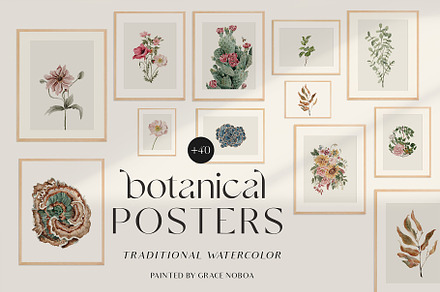 Watercolor floral posters prints