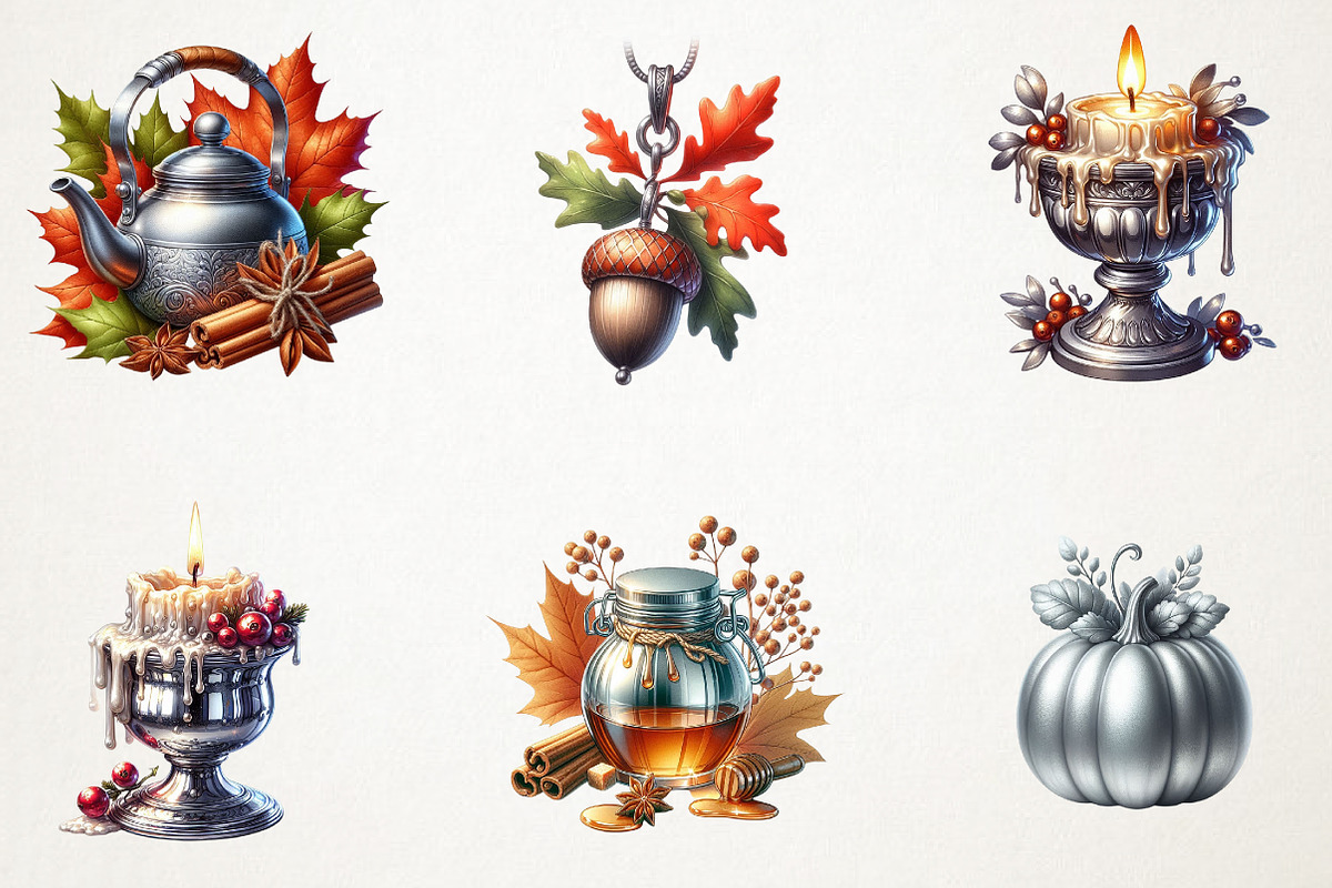 Silver Vintage Aesthetic Autumn Png, an Illustration by RobertsArt (Photo 5 of 7)