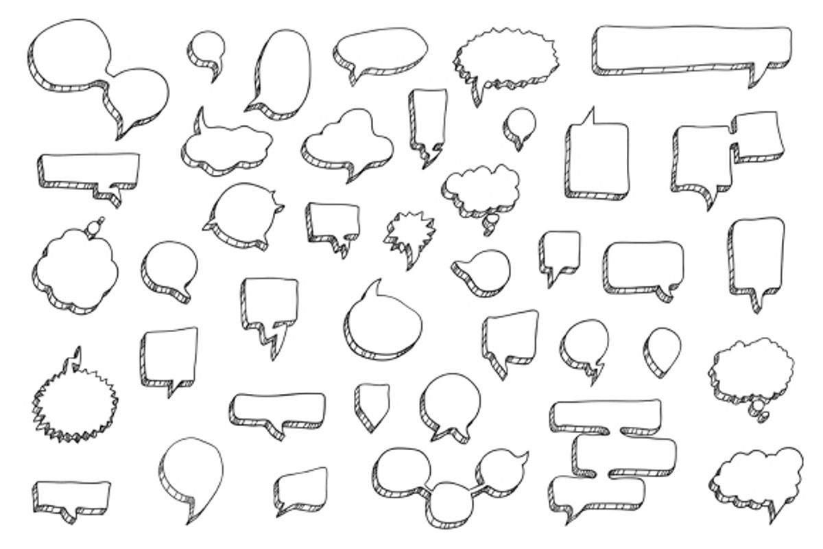 40 Hand Drawn Speech Bubbles, a Work Illustration by Mantas Bac (Photo 4 of 4)