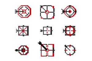 Pixel art targets with arrows. Aim, an Illustration by YummyBuum