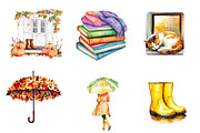 Autumn Rainy Day Clipart, an Illustration by CreationArt (Thumbnail 4 of 5)