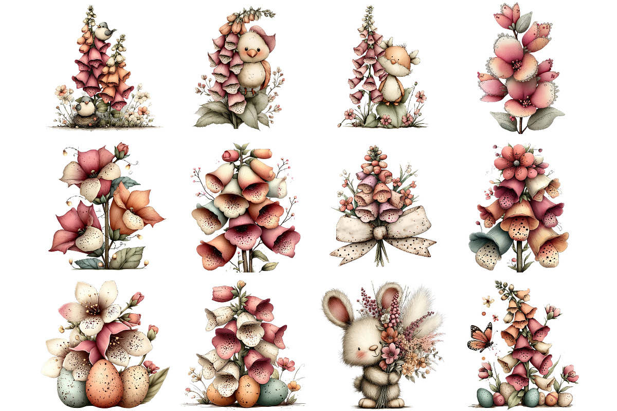 Whimsical Easter Foxglove Clipart, an Illustration by DreamArtGraphic (Photo 5 of 5)