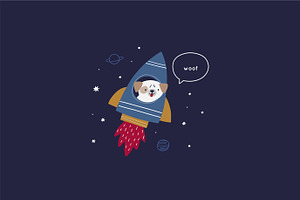 Space Adventure - Happy Dog In Space