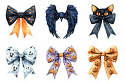 Watercolor Halloween Bow Ribbon PNG, an Illustration by SinaCreation (Thumbnail 3 of 7)