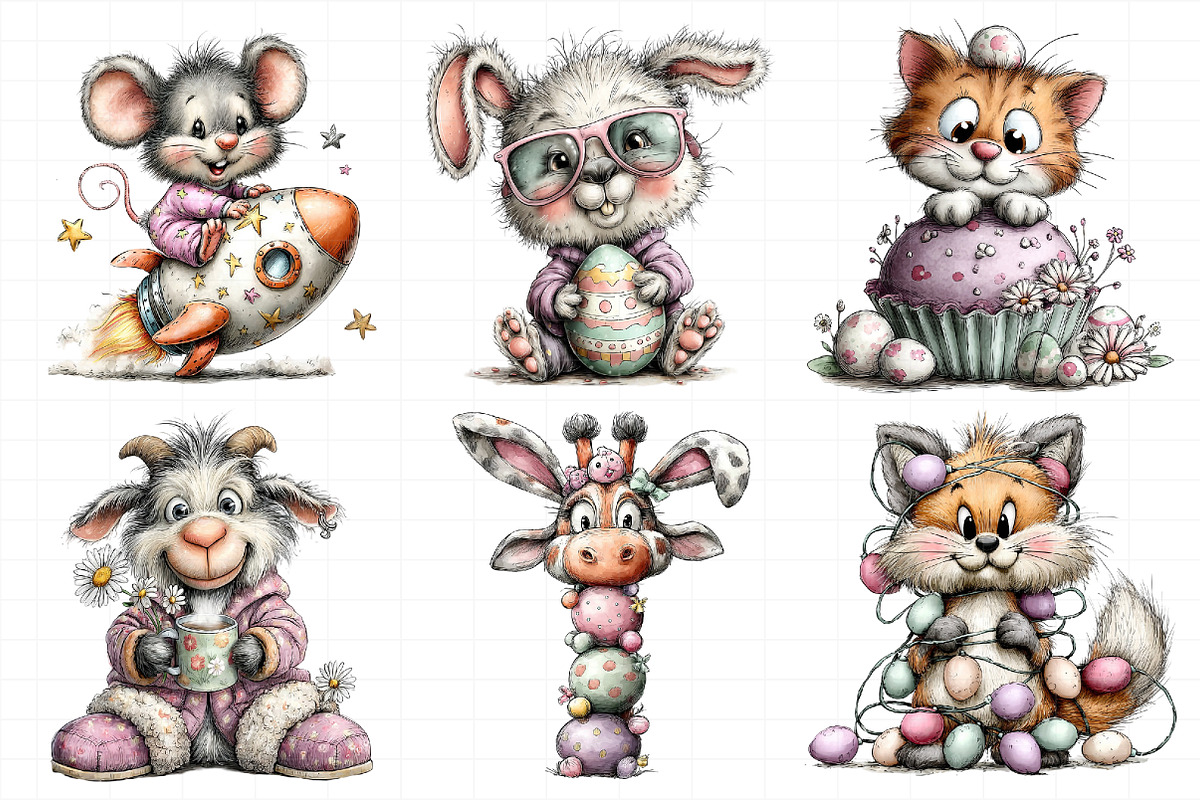 Quirky Easter Animals Clipart, an Illustration by Daily.Designs (Photo 4 of 7)